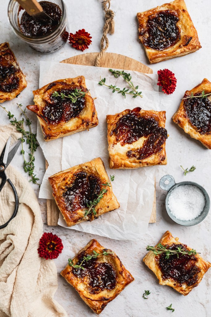 Whipped Mascarpone, Fig Jam, and Prosciutto Puff Pastry Bites